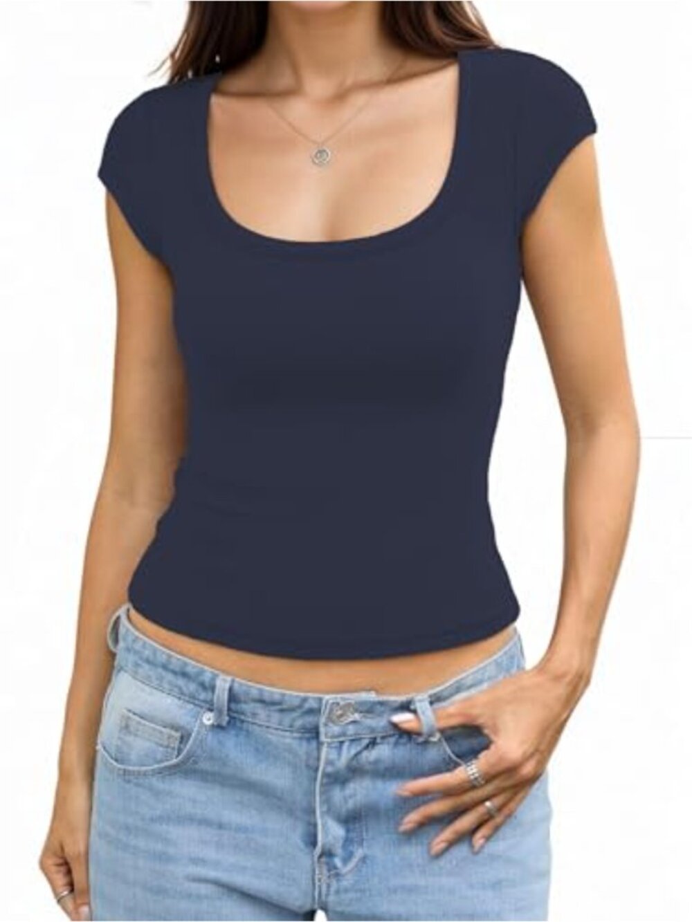 Square Neck Ribbed Long Sleeve Slim Fit Top Women's Fall Blouse
